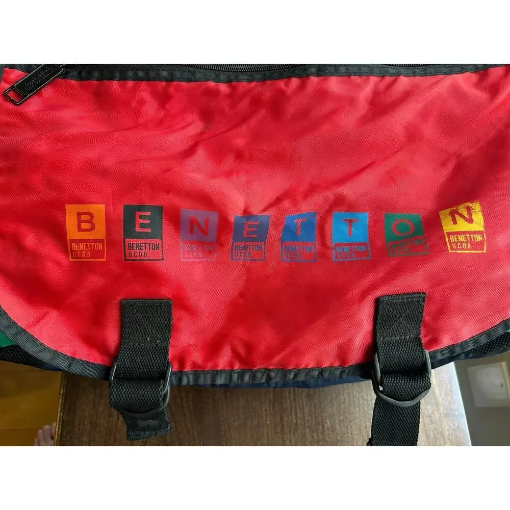 Vintage United Colors of Benetton multicolor colorblock nylon duffel bag